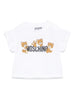 Moschino T-shirt manica corta con rouches stampa orsetti bianco