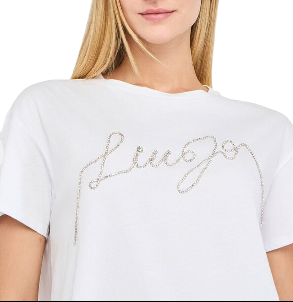Liu Jo T-shirt in jersey con logo gioiello bianco UF5261JS923 Q9698 LIU JO 