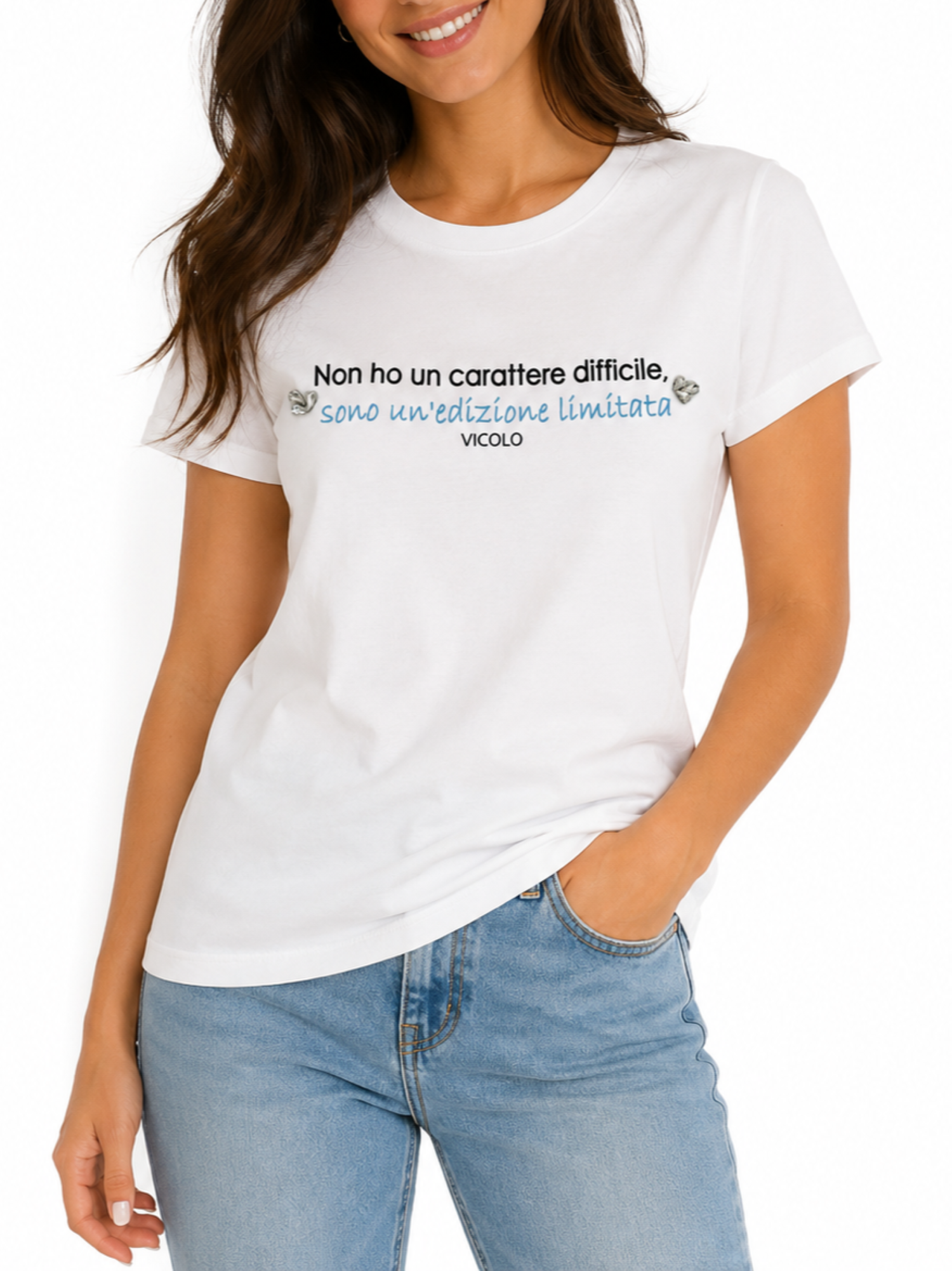 Vicolo T-shirt donna in jersey con scritta panna RAB0995 NATURALE VICOLO 