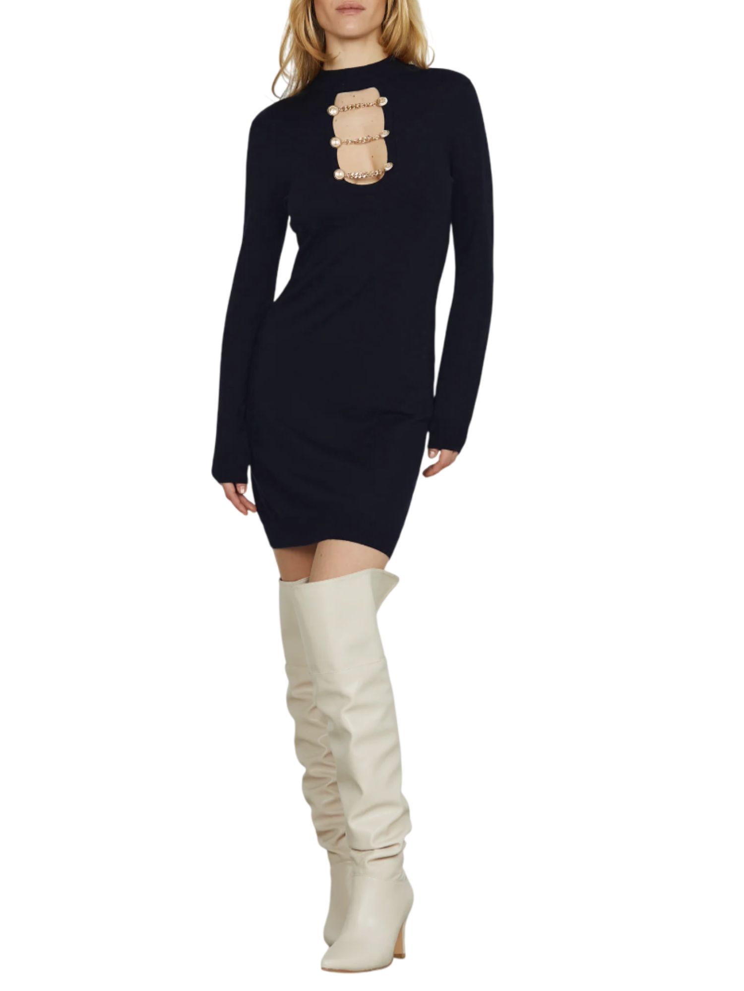 Relish abito corto in maglia con cut out nero BRANCO 1199 RELISH 
