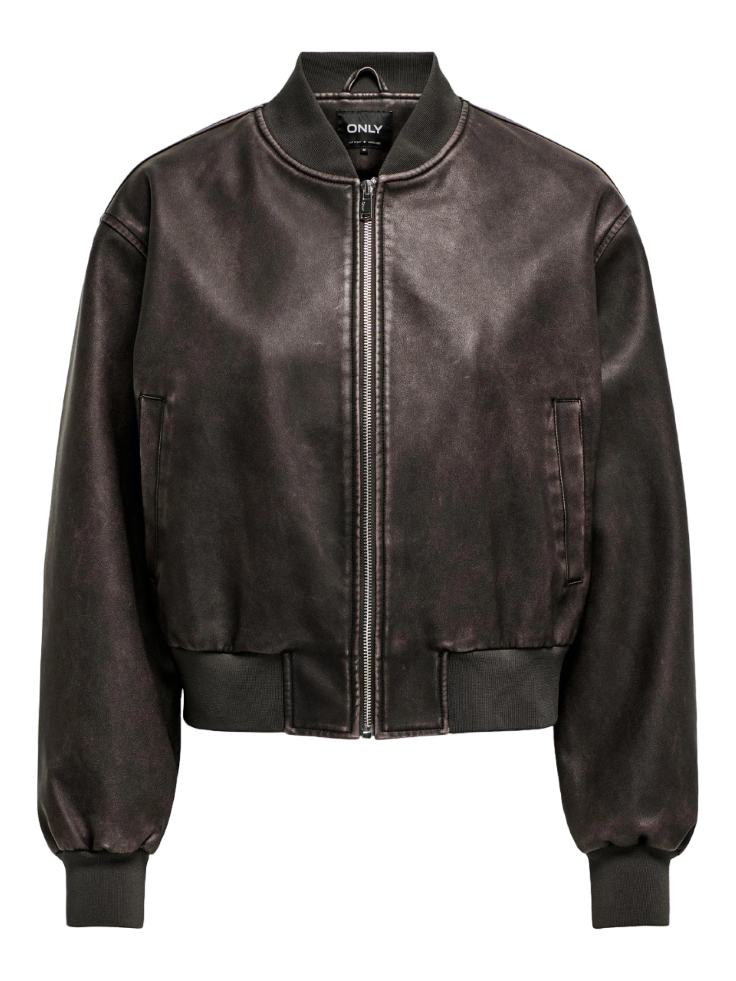 Only giubbino bomber in ecopelle marrone