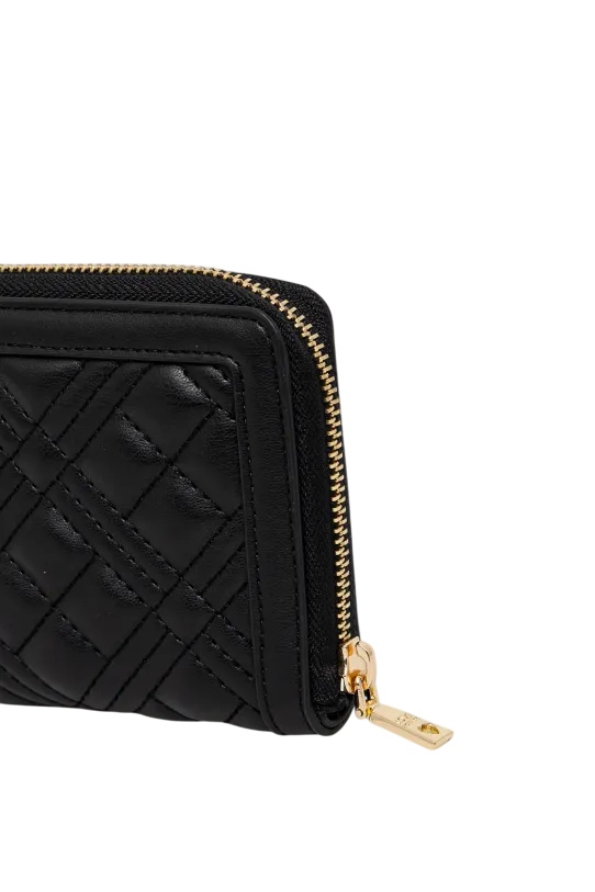 Love Moschino portafogli in ecopelle trapuntata con zip nero oro JC5710PP0M-LA0 000 MOSCHINO LOVE 