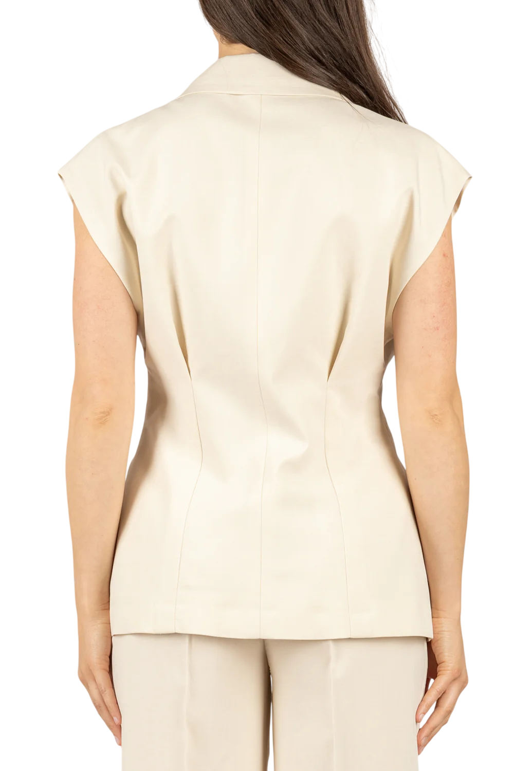Vicolo giacca smanicata donna misto lino panna TAB1655 BURRO VICOLO 