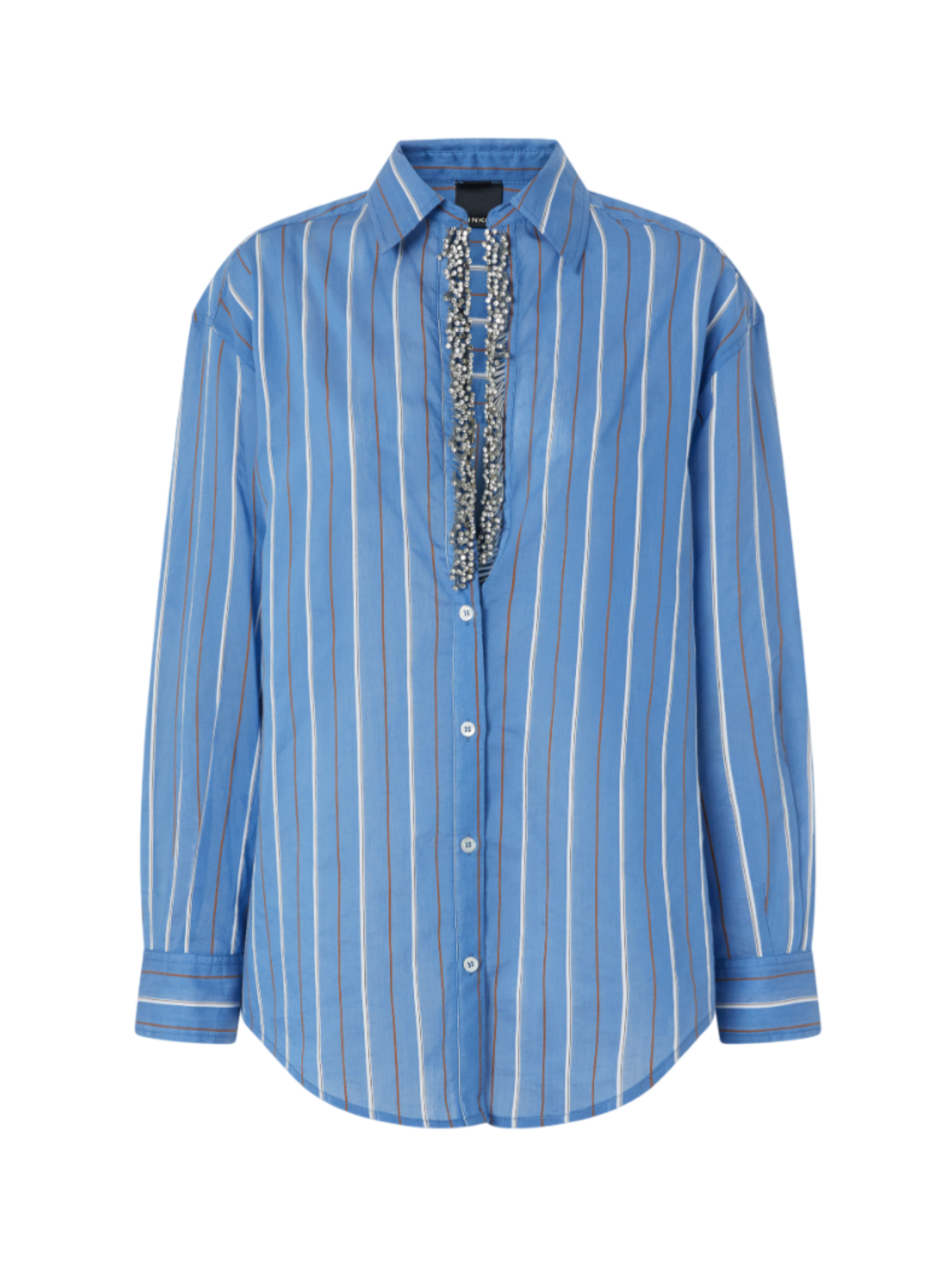 Pinko camicia Capirai a righe con dettagli gioiello blu