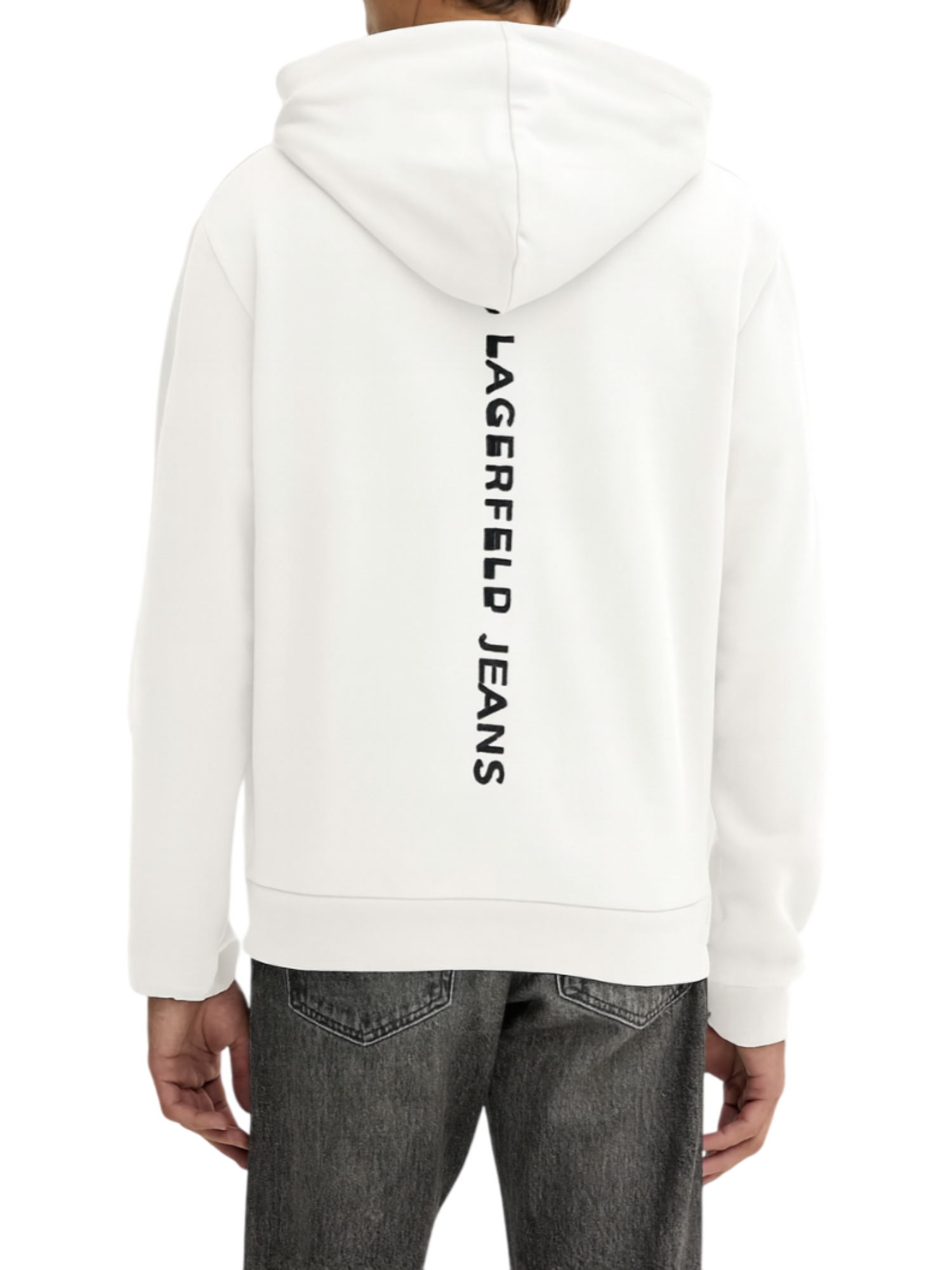 Karl Lagerfeld Jeans felpa uomo con cappuccio bianco A4M20063 100 KARL LAGERFELD 