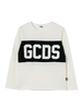 Gcds T-shirt manica lunga bambino bianco latte