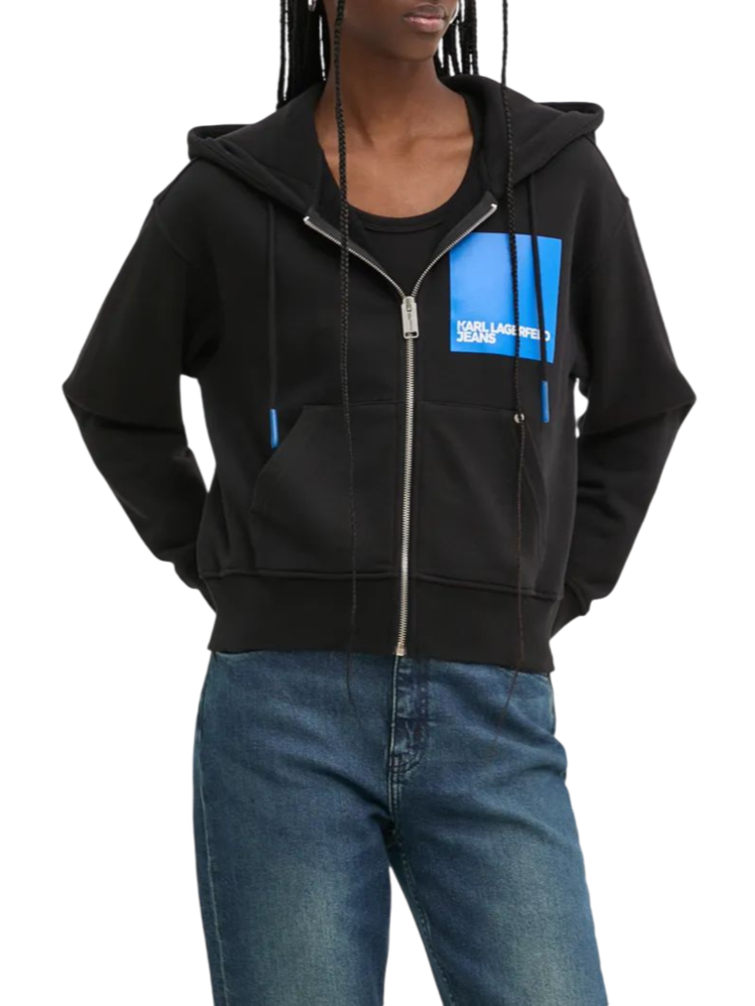 Karl Lagerfeld Jeans felpa con cappuccio e zip patch logo nero 246J1807 J101 KARL LAGERFELD JEANS 
