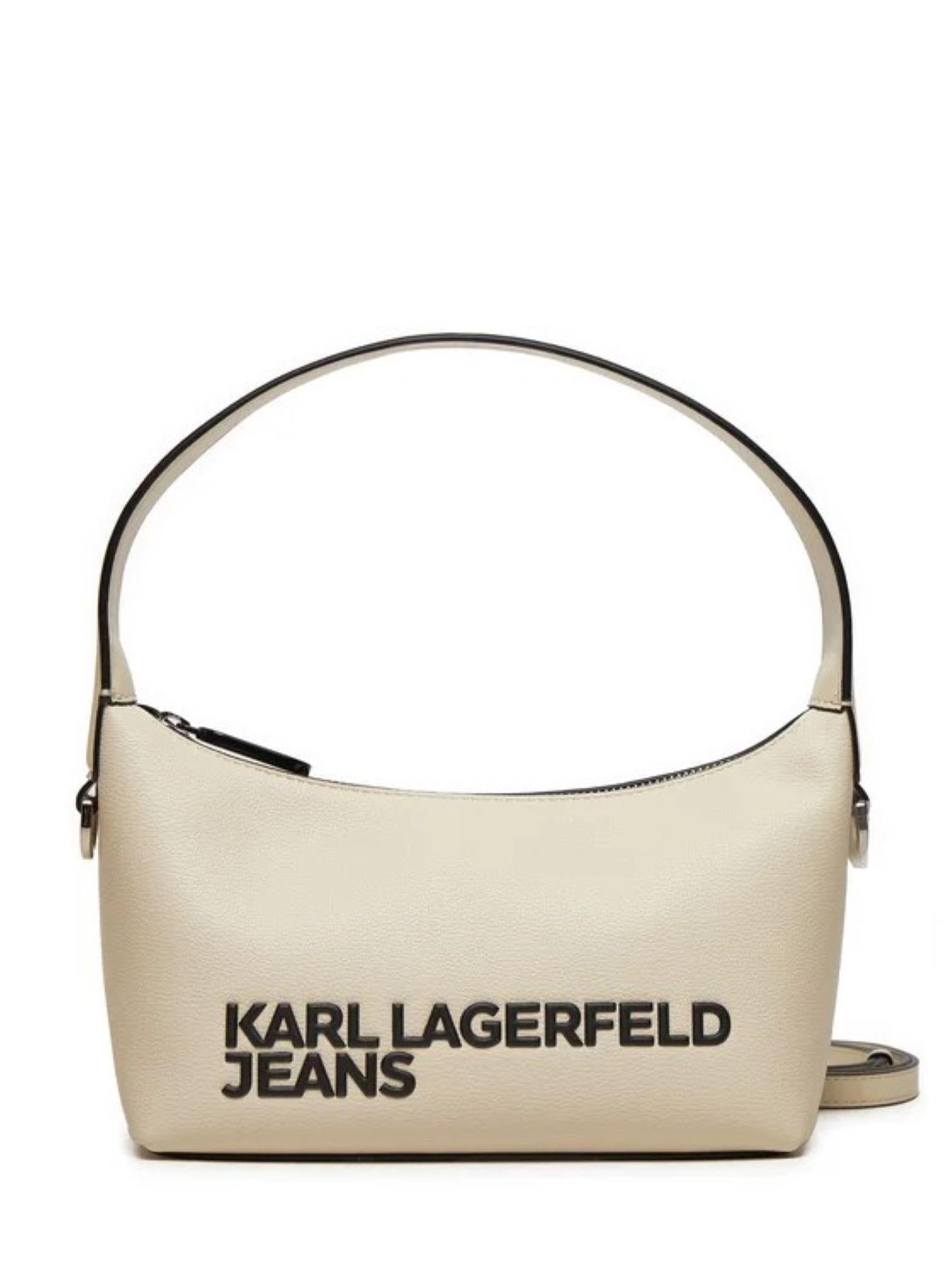 Karl Lagerfeld Jeans borsa a spalla in ecopelle con logo avorio 245J3009 J329 KARL LAGERFELD 