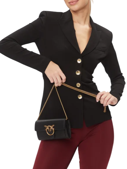 Pinko pochette Love One Wallet in pelle nero oro 100062-A0F1 Z99Q PINKO 