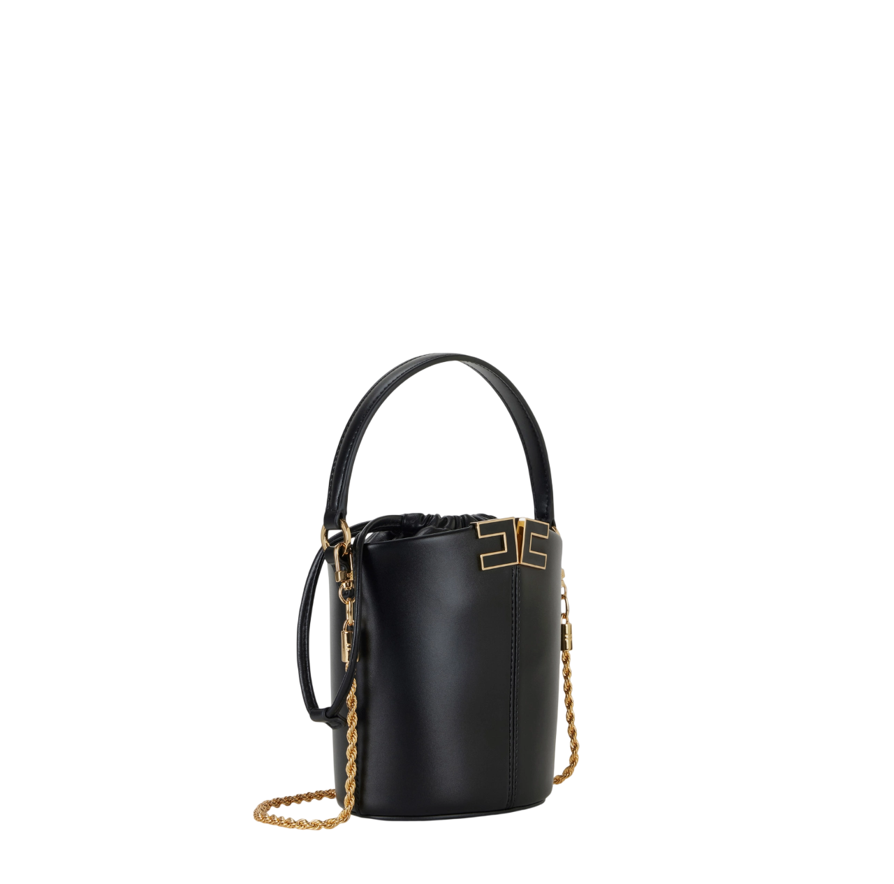 Elisabetta Franchi borsa a secchiello in ecopelle con logo nero BS92A61 110 ELISABETTA FRANCHI 