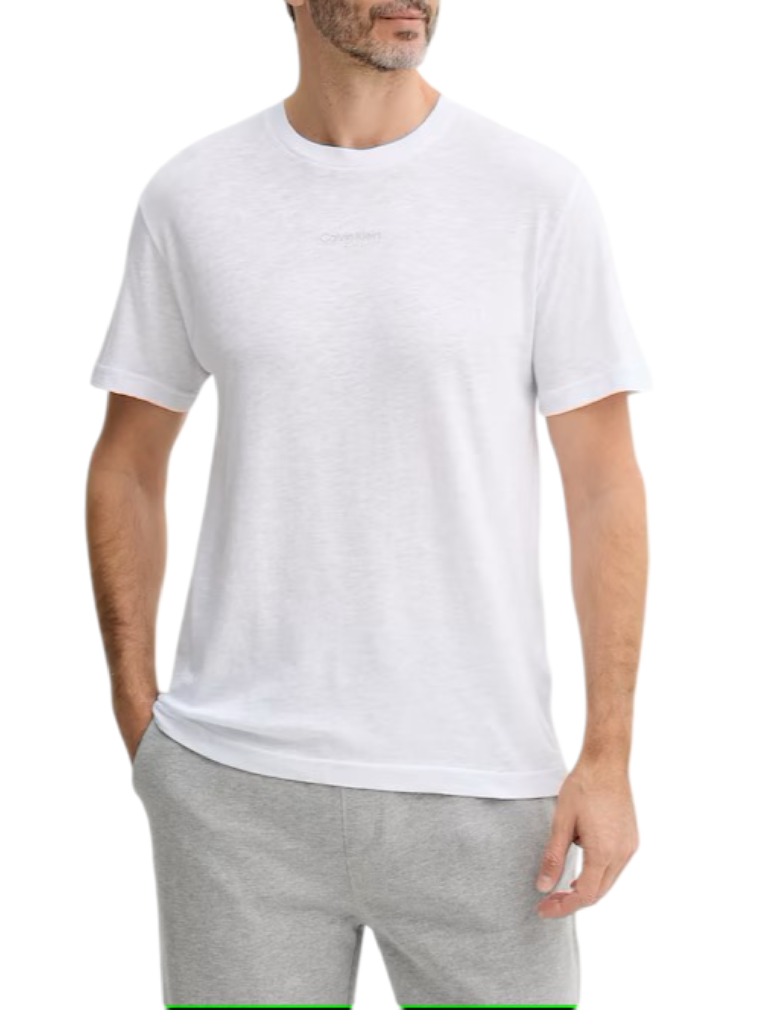 Calvin Klein T-shirt maniche corte in misto lino bianco KM0KM01138 YAA Calvin Klein 