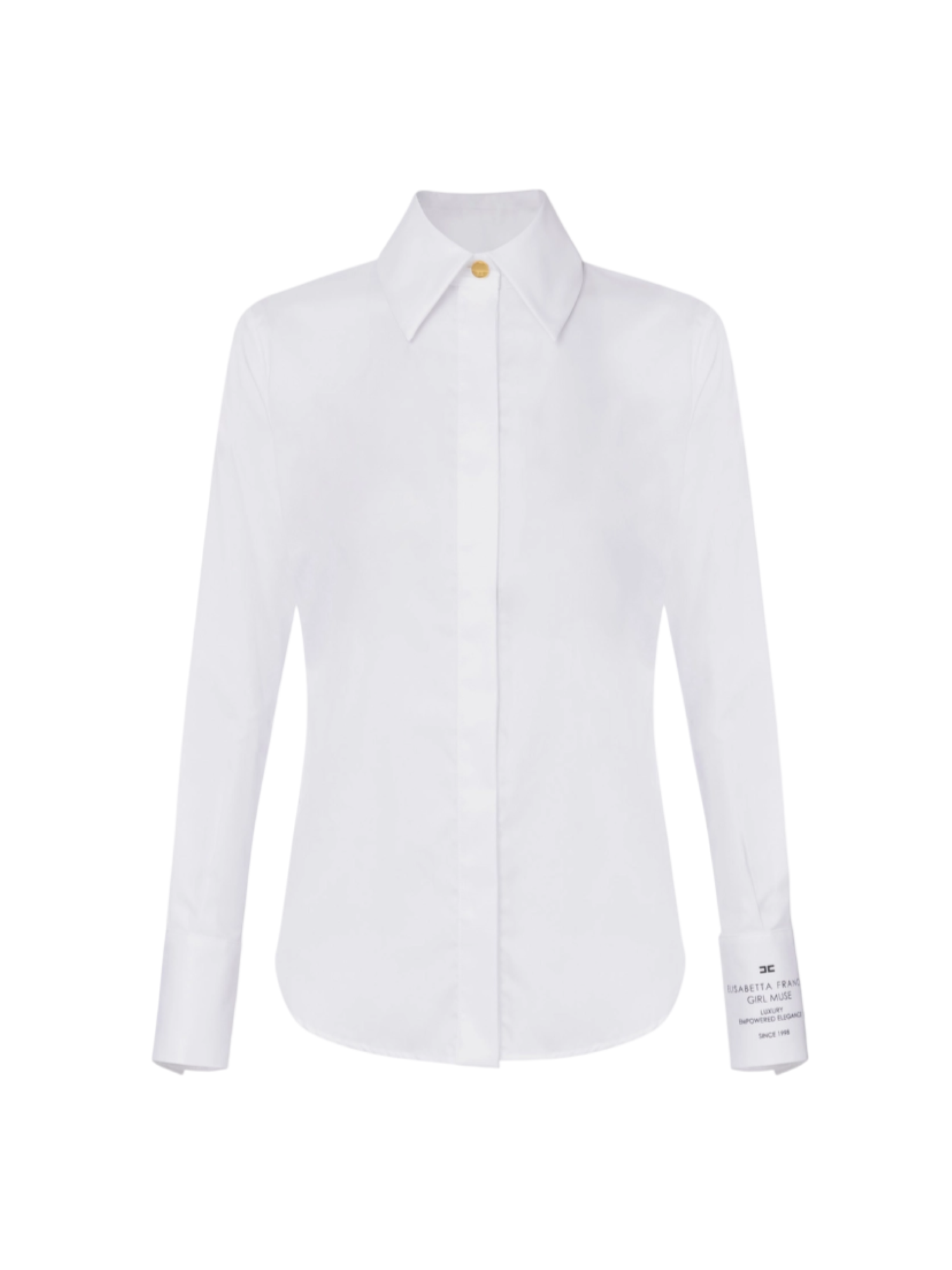 Elisabetta Franchi camicia in cotone con dettaglio logato bianco CA11556E2 100 ELISABETTA FRANCHI 