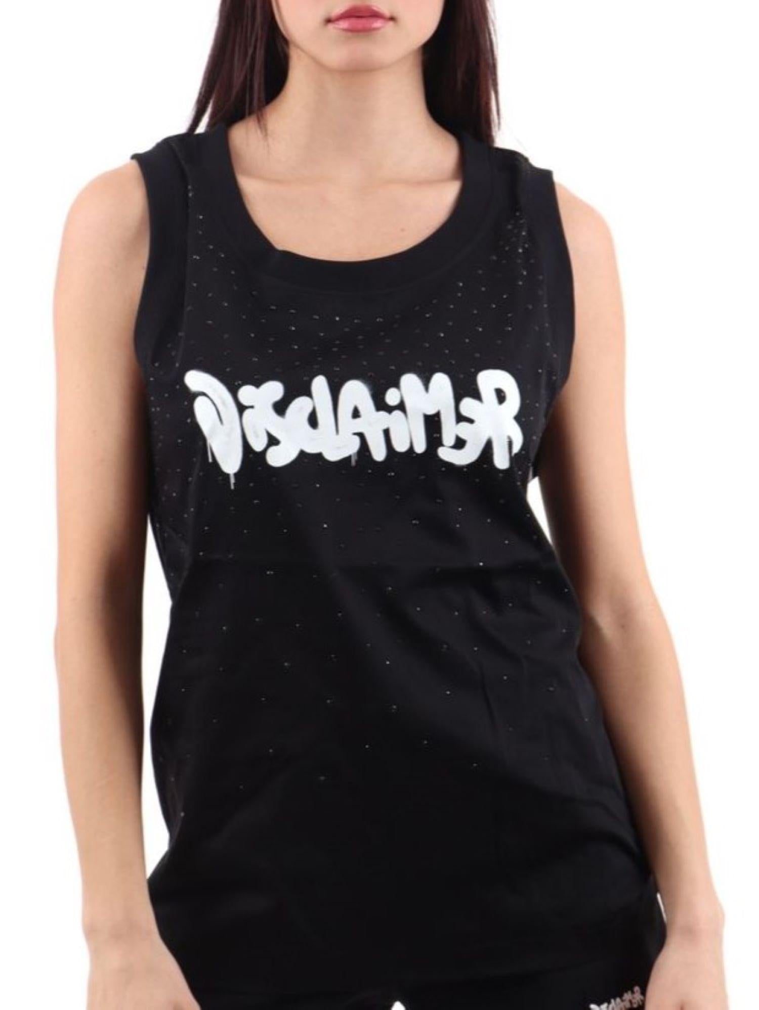 Disclaimer canotta con stampa logo e strass nero 54937 NERO DISCLAIMER 