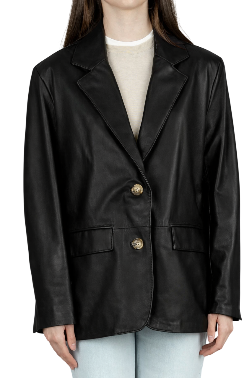 Vicolo giacca blazer donna in pelle nero TAB0178 NERO VICOLO 