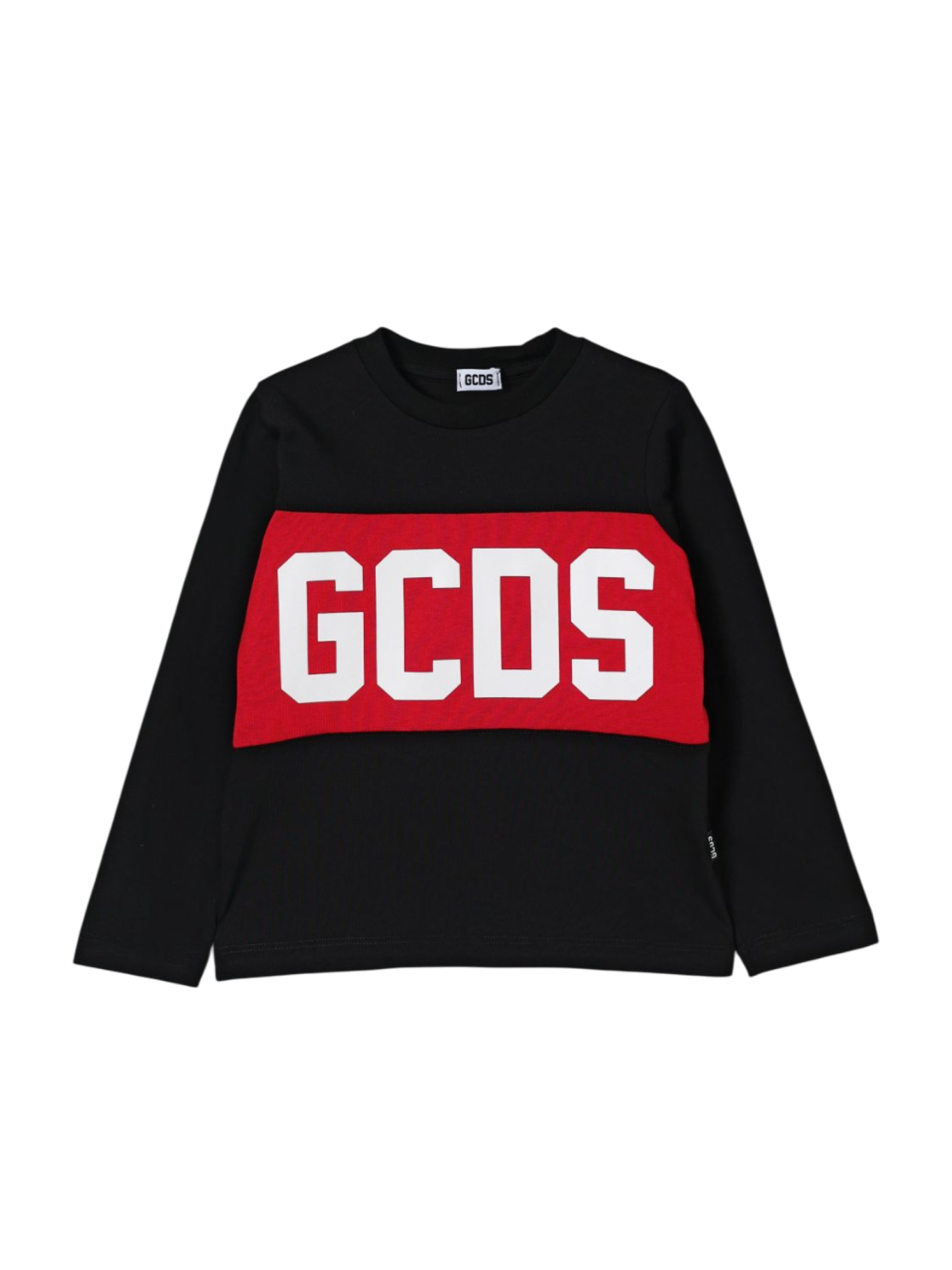Gcds T-shirt manica lunga con banda logo nero B2KU2214JF1 BLACK GCDS 
