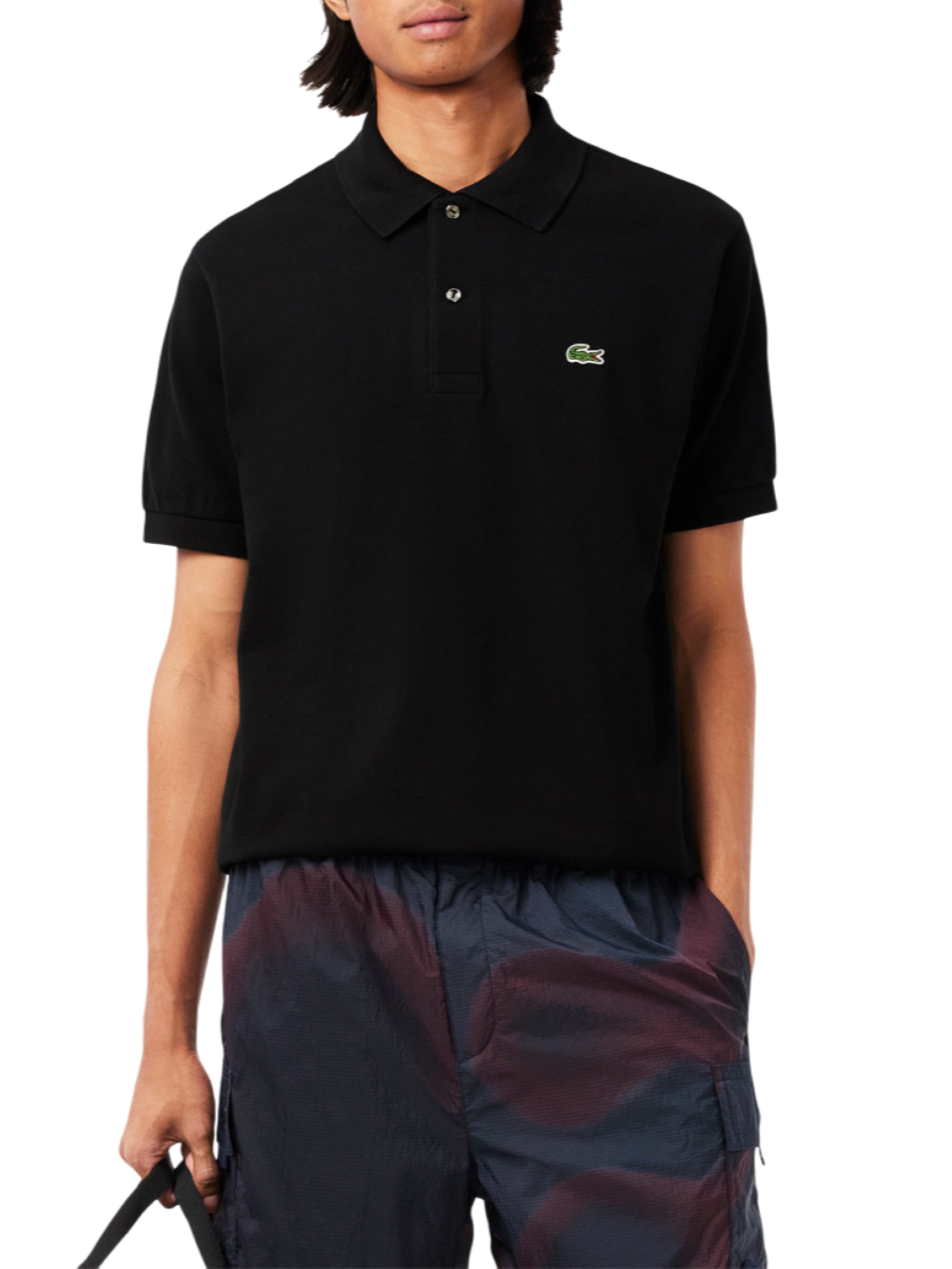 Lacoste polo manica corta 12.12 in piquè nero