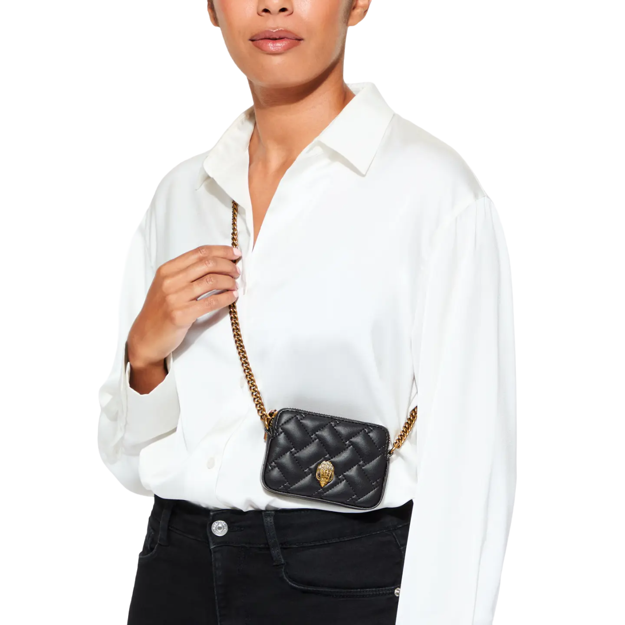 Kurt Geiger micro borsa in pelle trapuntata con tracolla nero 3530105979 BLACK-COMB KURT GEIGER 