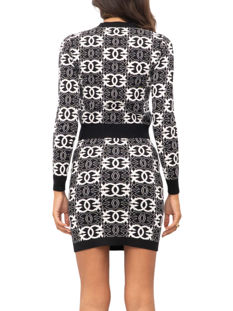 Pinko maglia crop Gypsies in fantasia logata nero bianco 106041-A2YD ZZ2 PINKO 