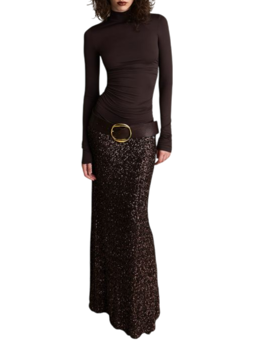 Aniye By gonna lunga Luxy con paillettes marrone 181370 00046 ANIYE BY 