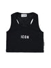 Icon top crop bambina con logo nero