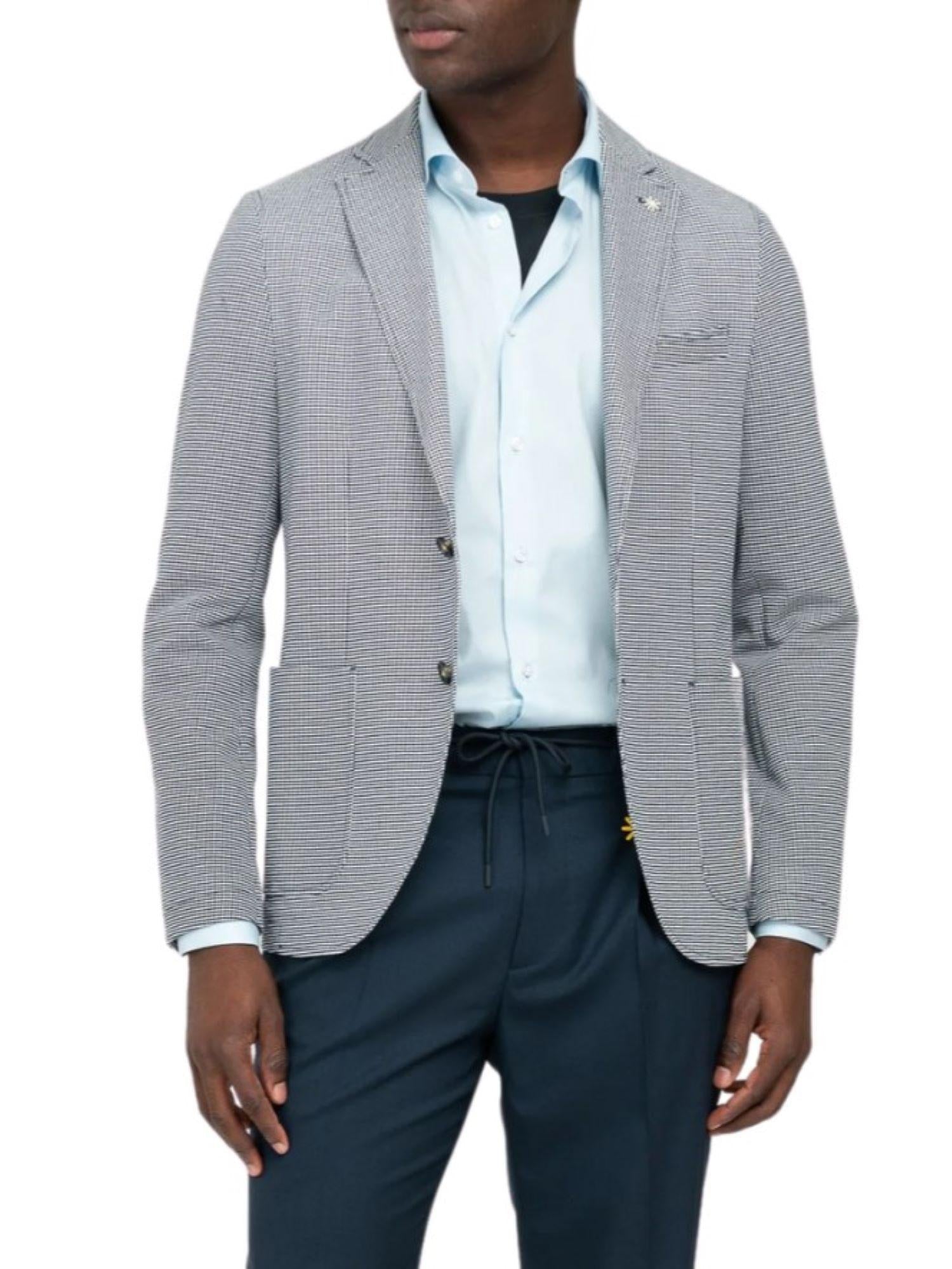 Manuel Ritz giacca stile blazer in fantasia puntinata bianco blu 3832G2442MC-253340 89 MANUEL RITZ 