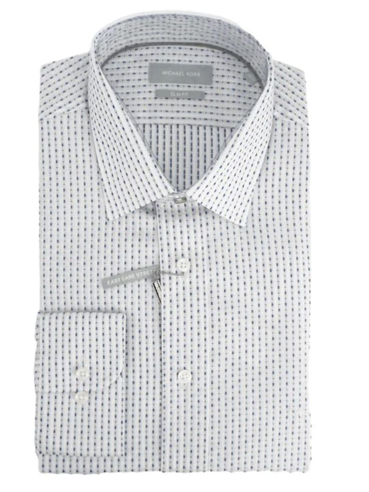 Michael Kors camicia manica lunga in fantasia slim fit bianco blu MK0DS01240 M455 MICHAEL KORS 