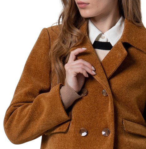 Surkana cappotto corto doppiopetto in ciniglia color senape 565MASE413 11 SURKANA 