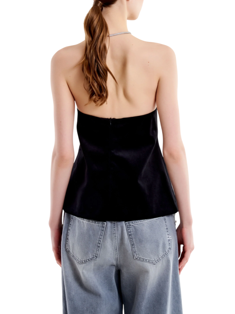 Vicolo top in velluto con fiocco nero TS1964 NERO VICOLO 