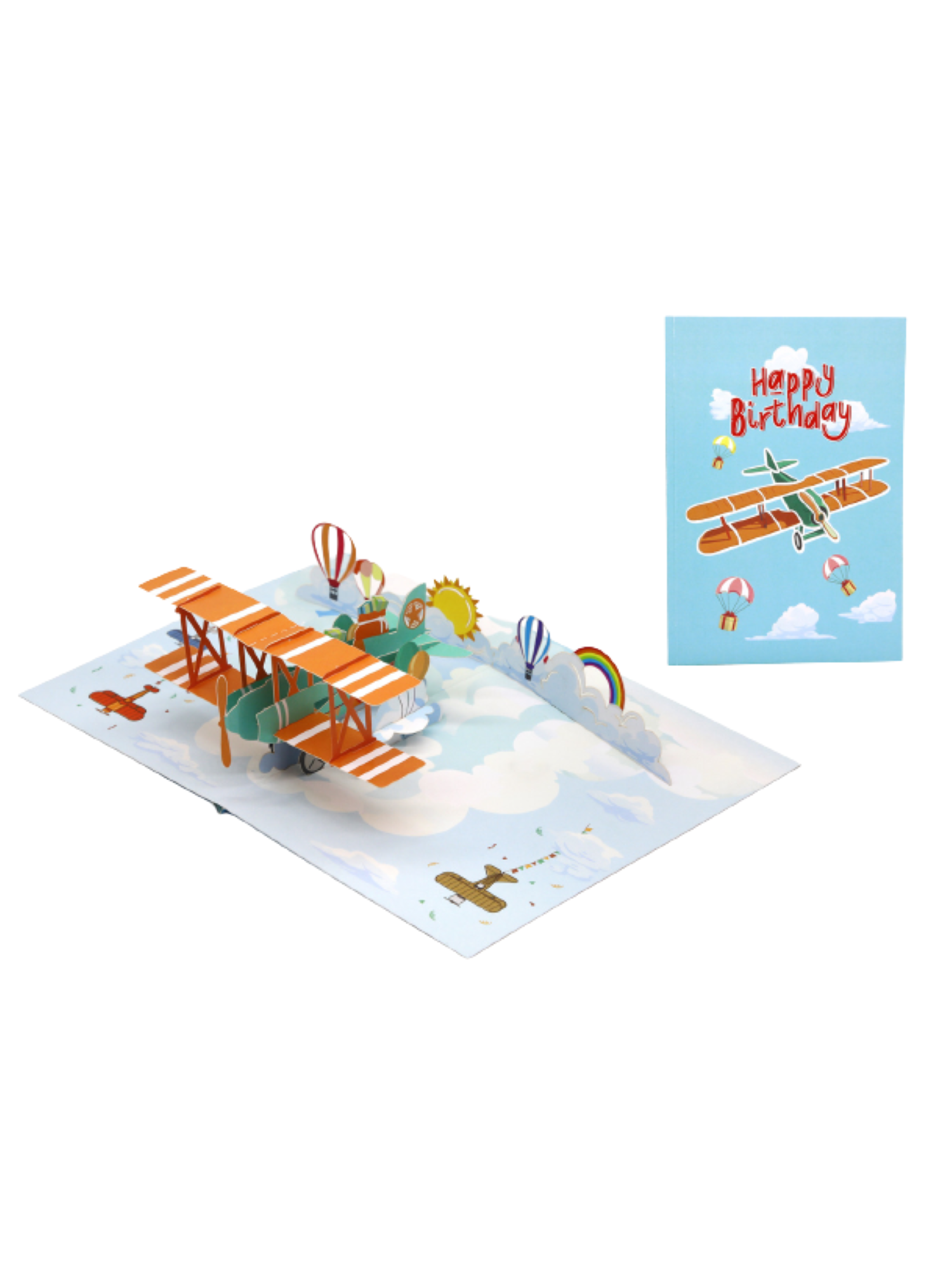 Origamo biglietto di auguri pop up con biplano KN170 HB BIPLANE ORIGAMO 