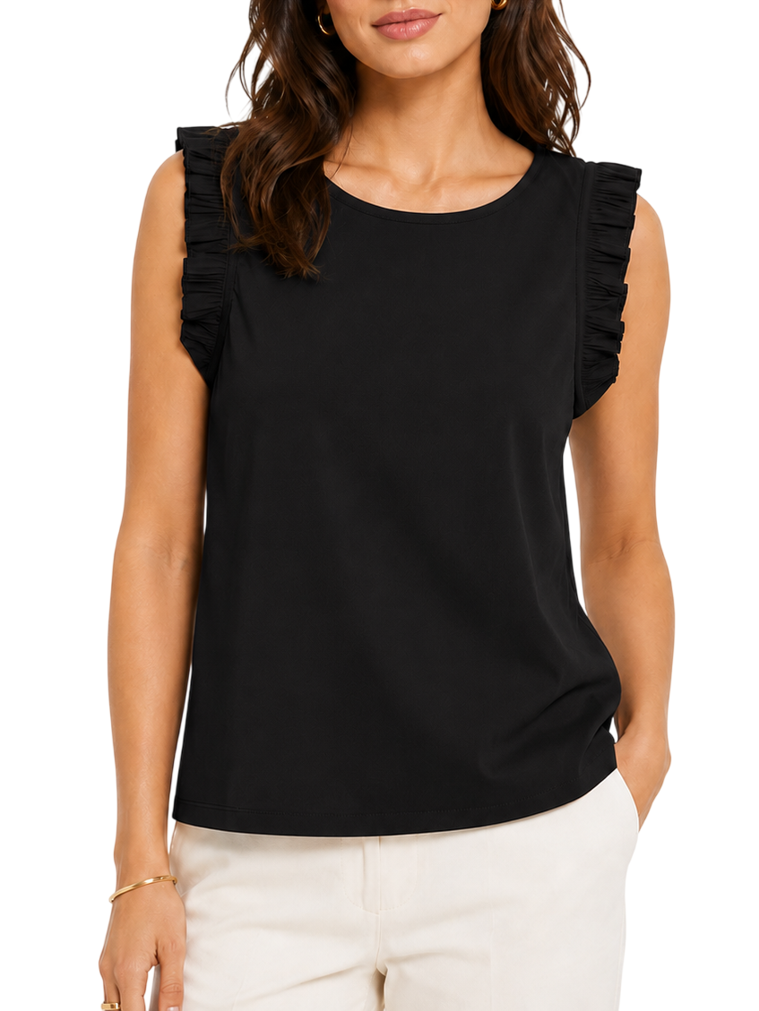 Le Streghe blusa smanicata donna con rouches nero BU007 NERO LE STREGHE 