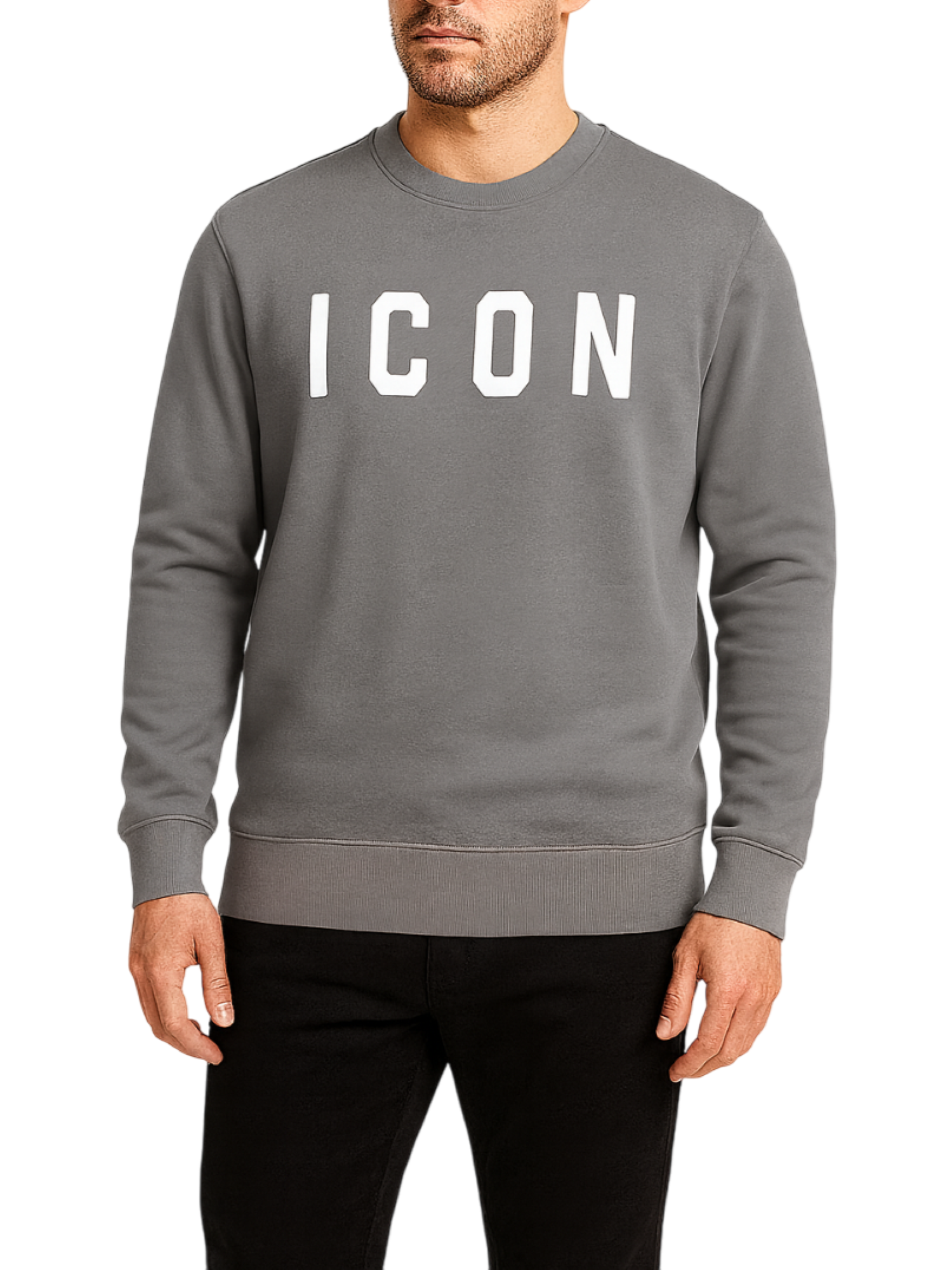 Icon felpa uomo con maxi logo grigio ICUF2W6F001 FERRO ICON 