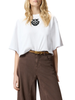 Pinko T-shirt crop Borghetto  con logo ricamato bianco nero