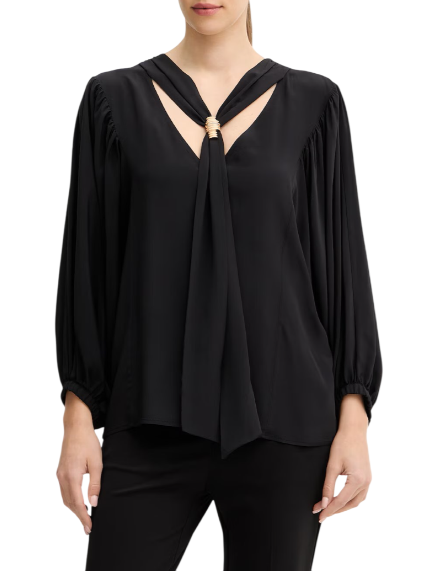 Simona Corsellini blusa con fusciacca misto seta nero P26CPBL01301 0003 SIMONA CORSELLINI 