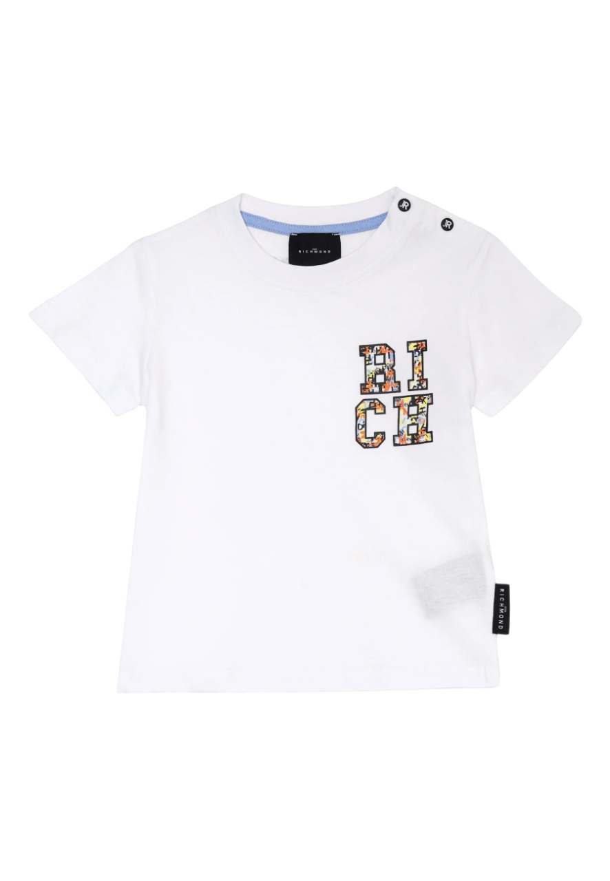 John Richmond completo T-shirt e shorts in cotone bianco nero RIP25050CJ WHITE-BLK John RICHMOND 
