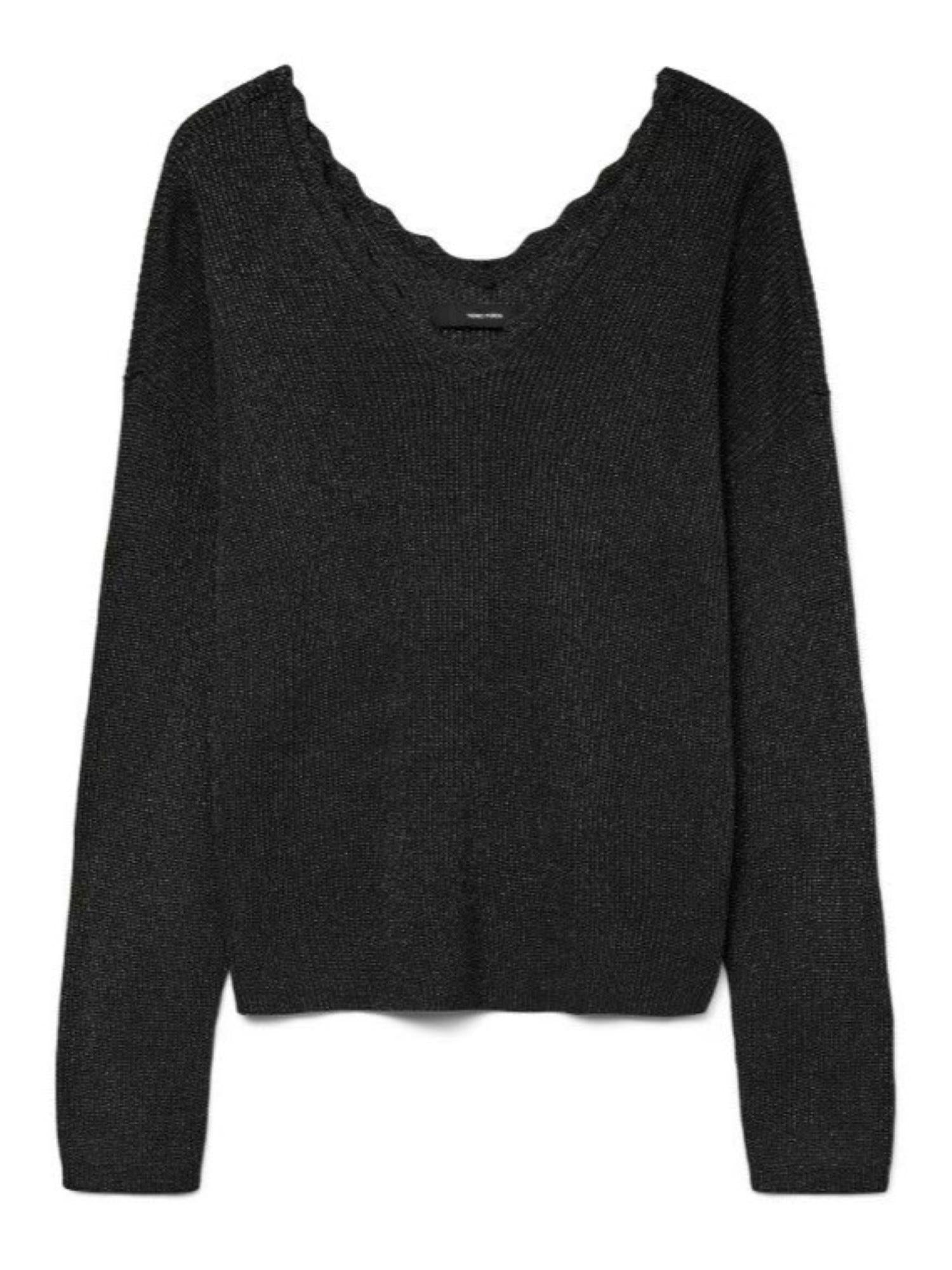 Vero Moda maglia in lurex con scollo a V nero 10332057 BLACK-W.SILVER VERO MODA 