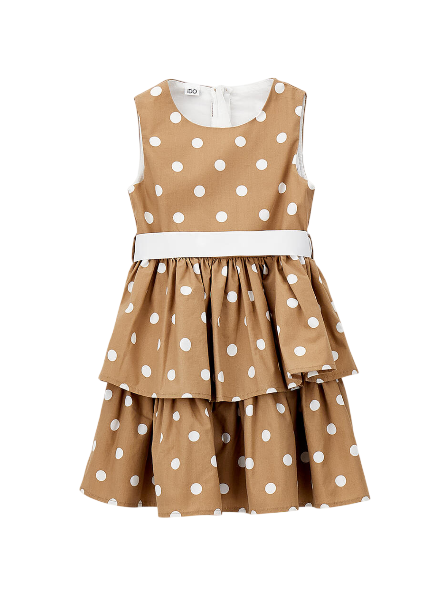 iDo abito bambina a balze fantasia pois marrone bianco 4G334 6BVQ iDO 