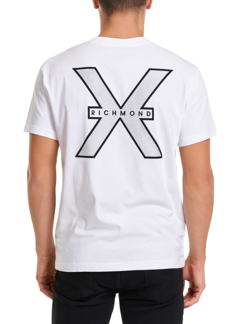 John Richmond T-shirt uomo con logo strass bianco UMA25455TS WHITE John RICHMOND 