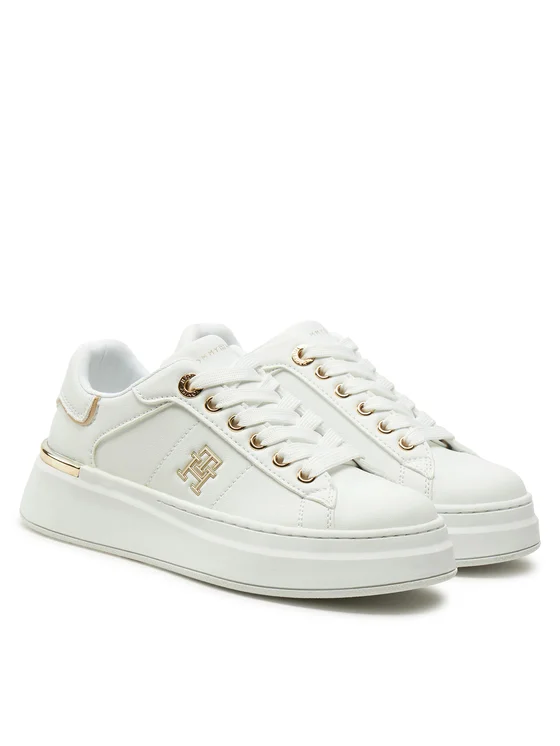Tommy Hilfiger sneakers in ecopelle con logo bianco oro T3A9-33749-1355 100 Tommy Hilfiger 