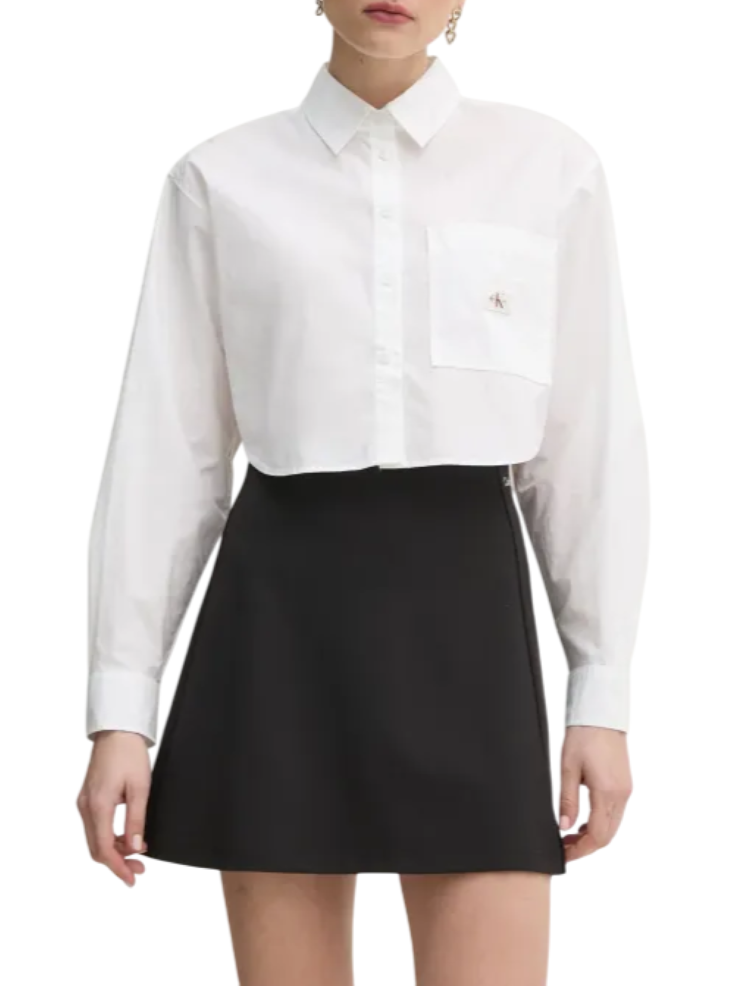 Calvin Klein Jeans camicia crop manica lunga bianco J20J225078 YAF Calvin Klein Jeans 