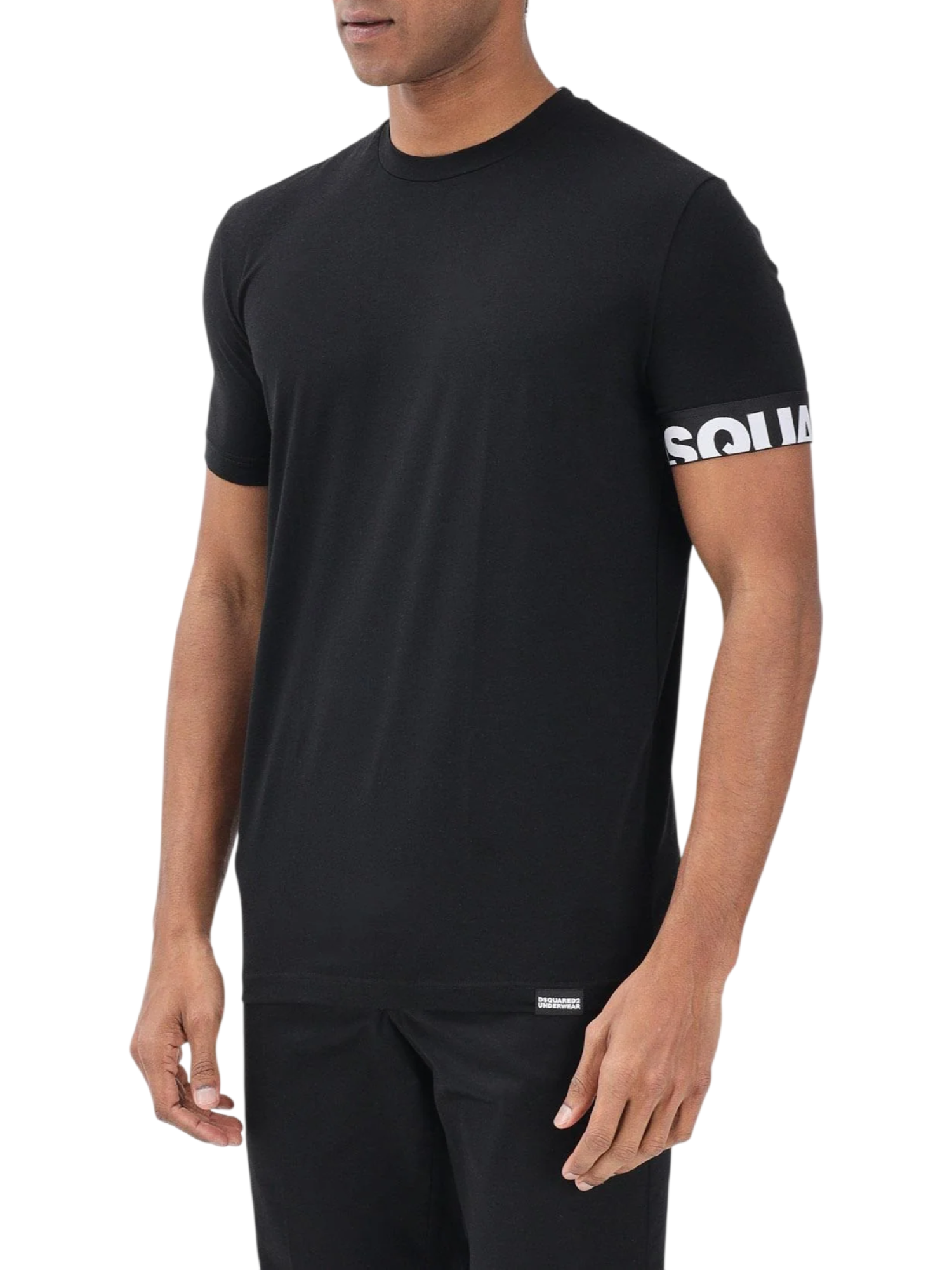 Dsquared2 T-shirt uomo manica corta con fascia logata nero bianco D9M3S6190 010 DSQUARED2 