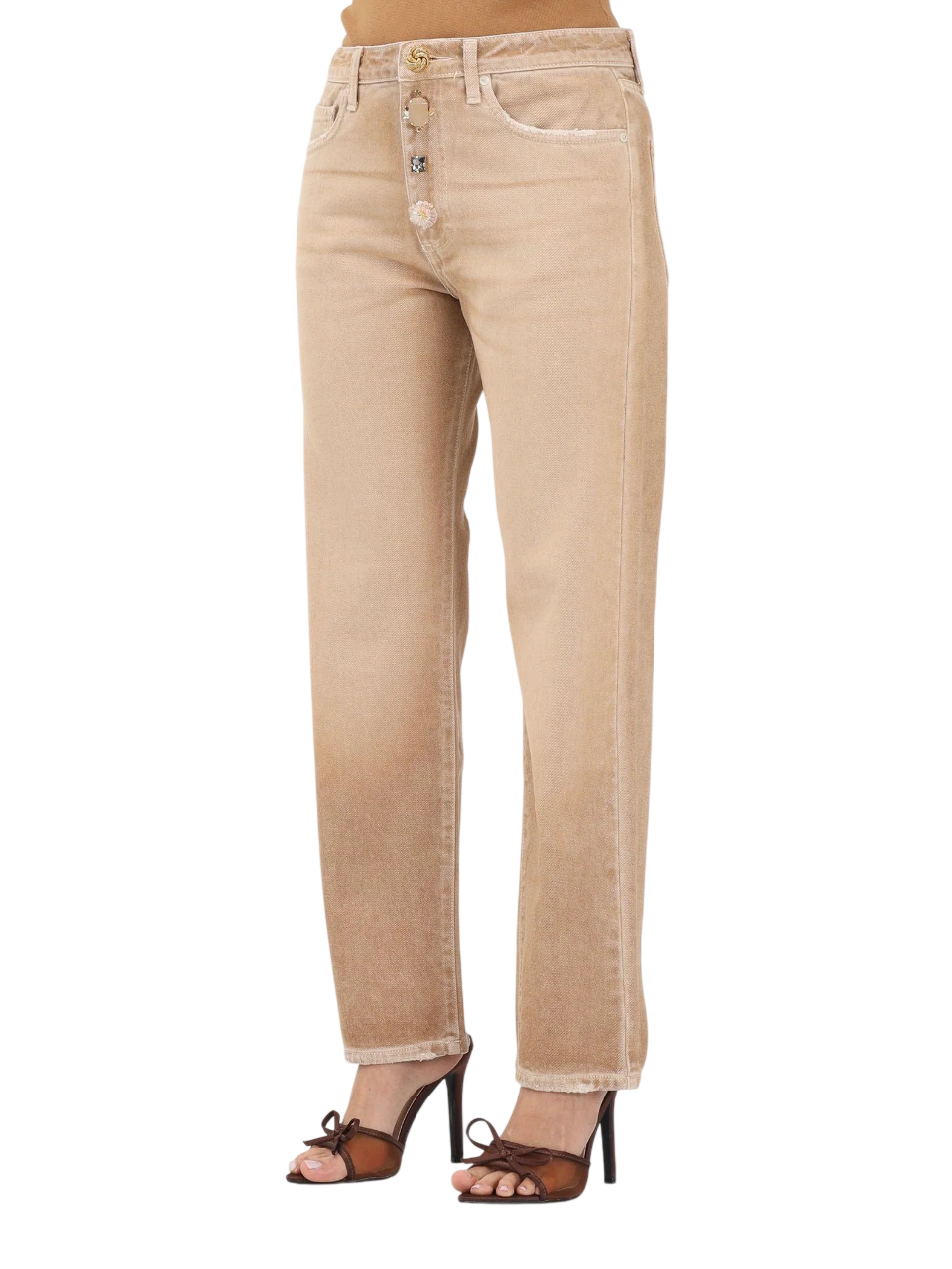 Vicolo jeans Zoe slim con bottoni gioiello cammello DAB5112 CAMMELLO VICOLO 