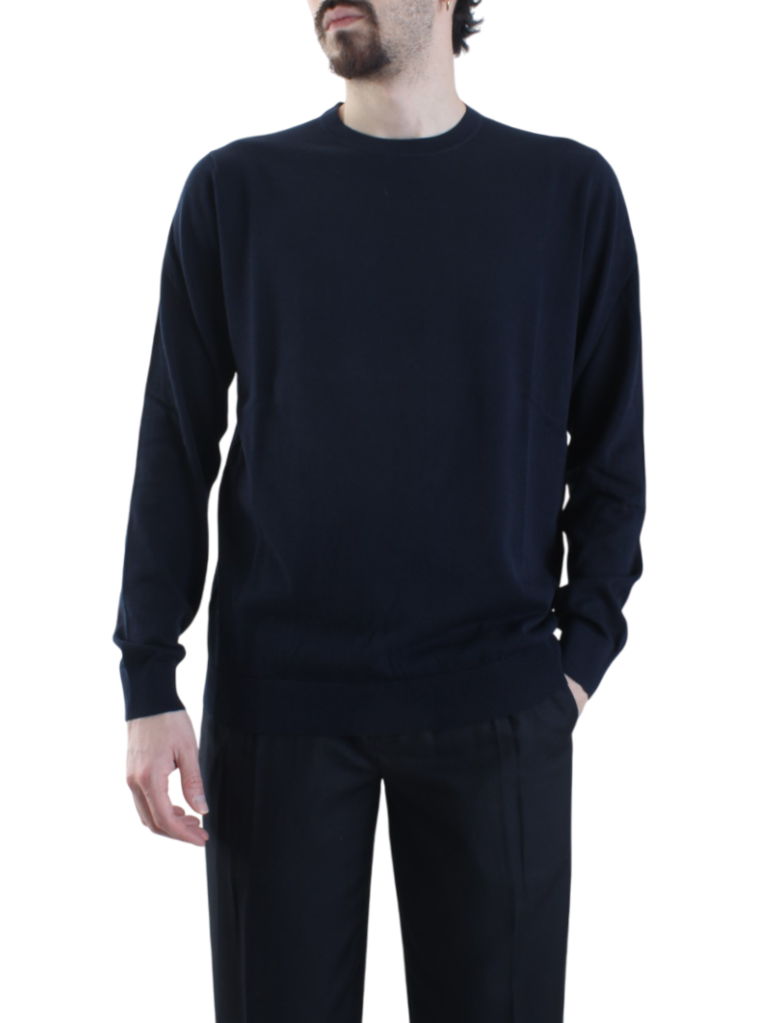 Opificio 4.0 maglia girocollo basic in cotone blu navy