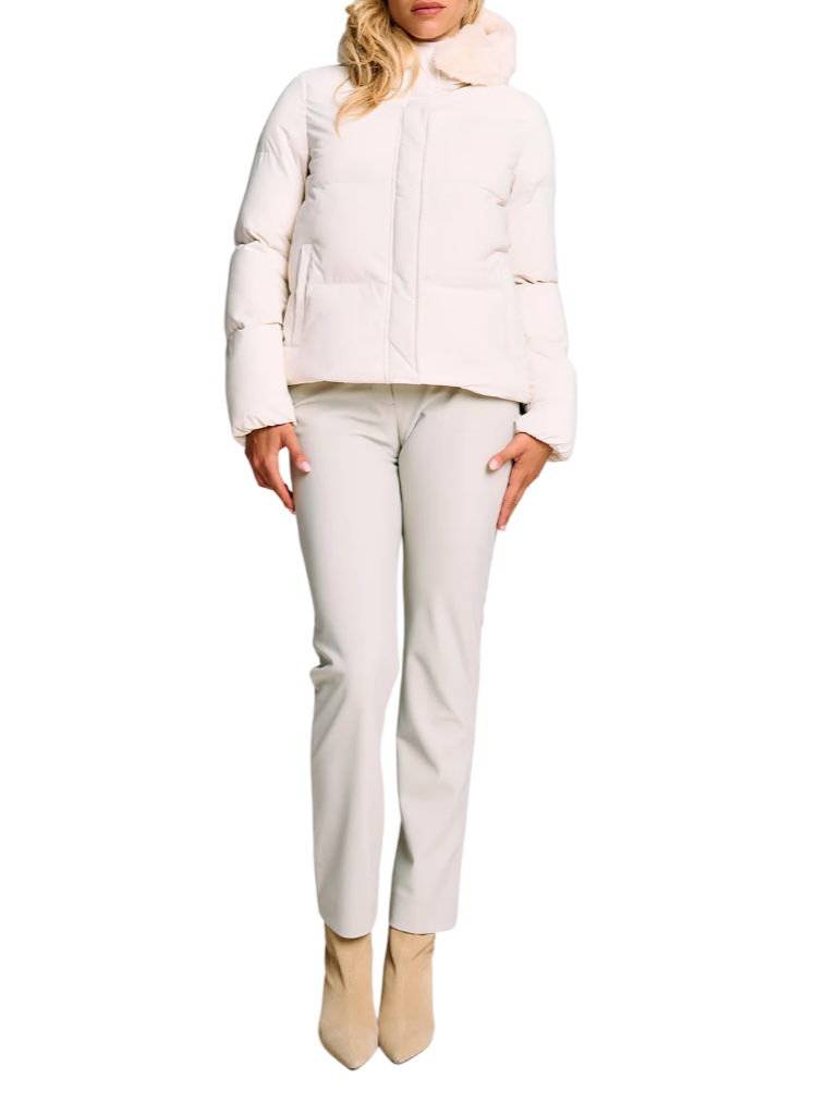 Suns piumino donna Ginan con ecopelliccia panna GBS63035D MILK SUNS 