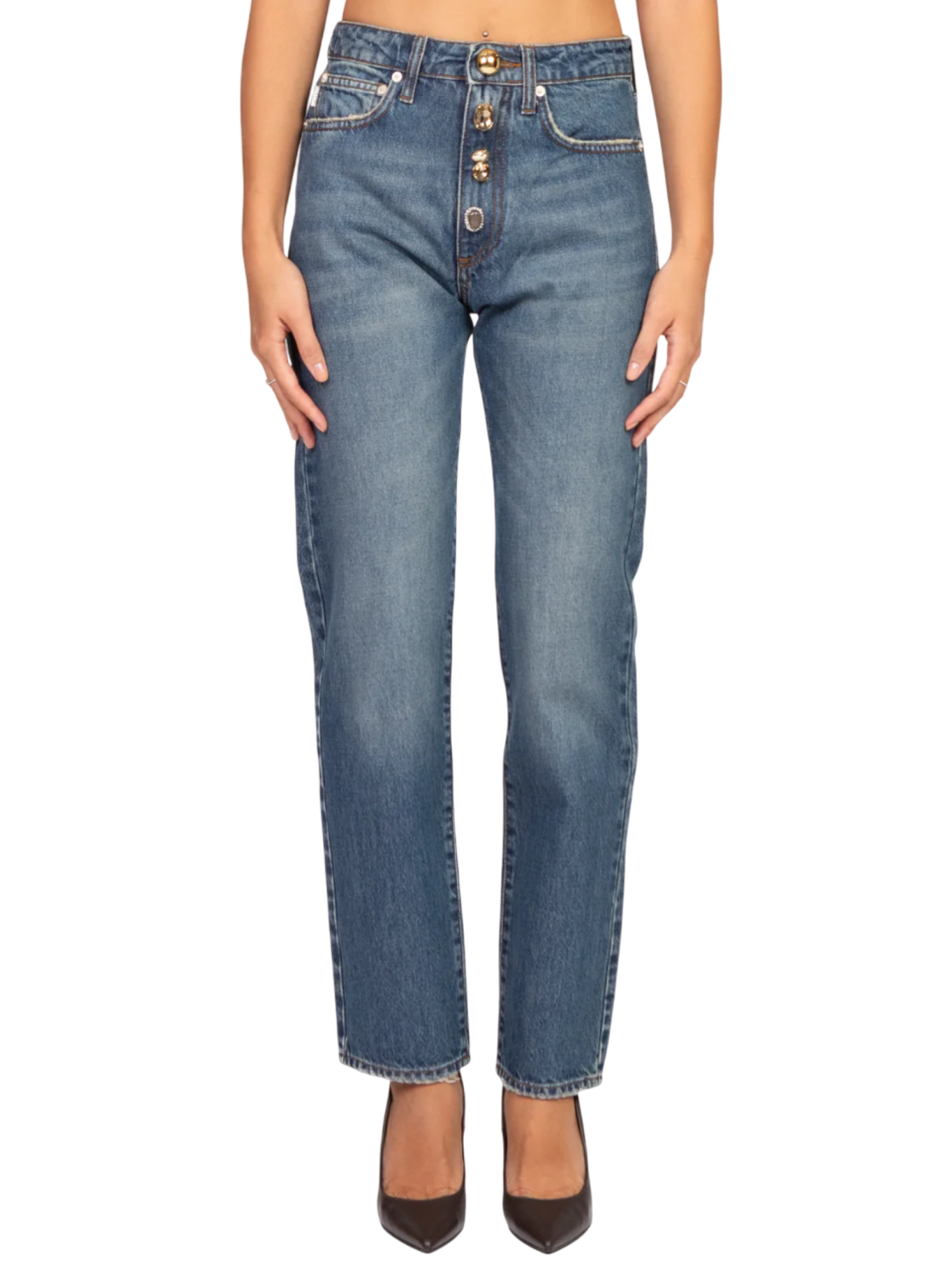 Vicolo jeans Zoe slim fit con bottoni gioiello lavaggio blu DF5048 LAV.MEDIO VICOLO 