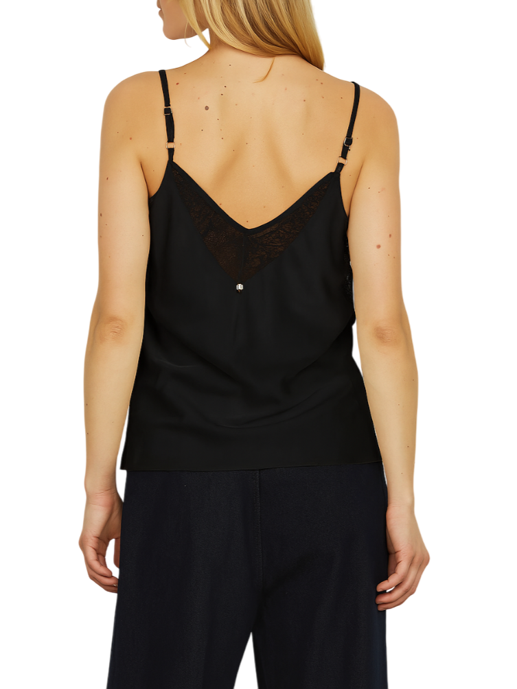 Relish top in raso Exigo con pizzo nero EXIGO 1199 RELISH 