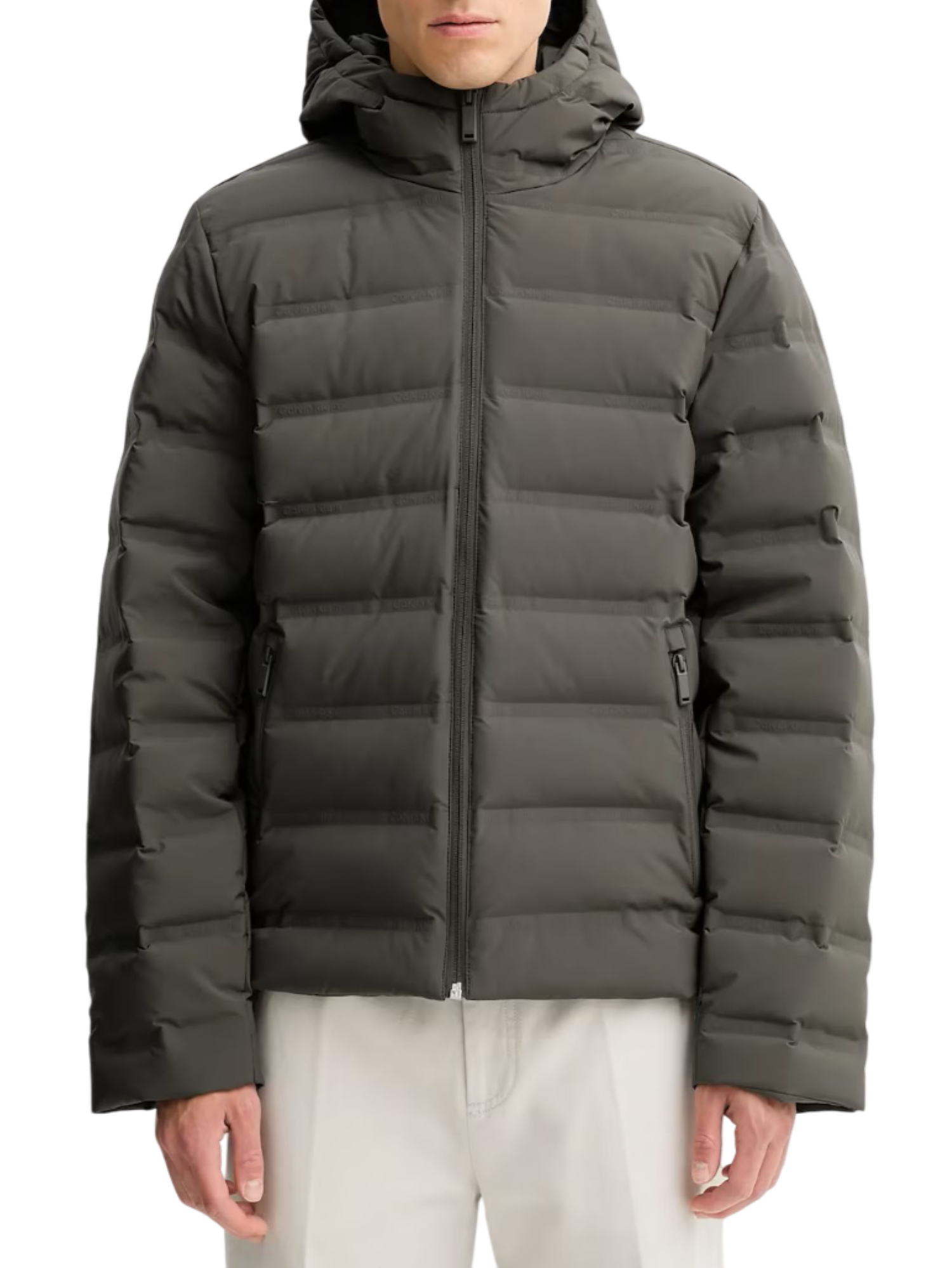 Calvin Klein piumino impermeabile uomo con cappuccio tortora LV04LD521G PAR Calvin Klein 