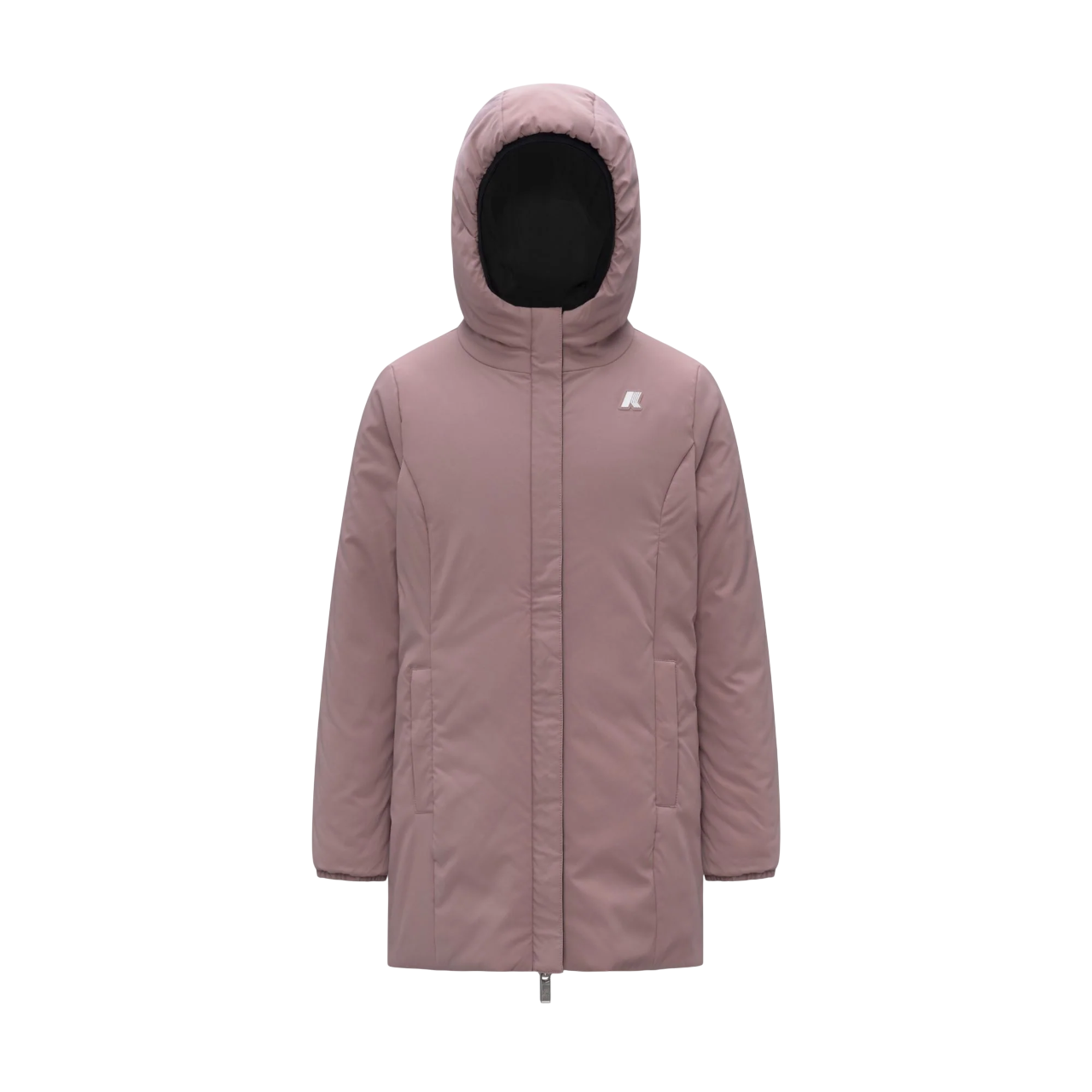 K-way piumino lungo reversibile con cappuccio p.denise nero rosa K11517W BBM K-WAY 