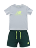 New Balance completo neonato T-shirt e shorts celeste verde petrolio