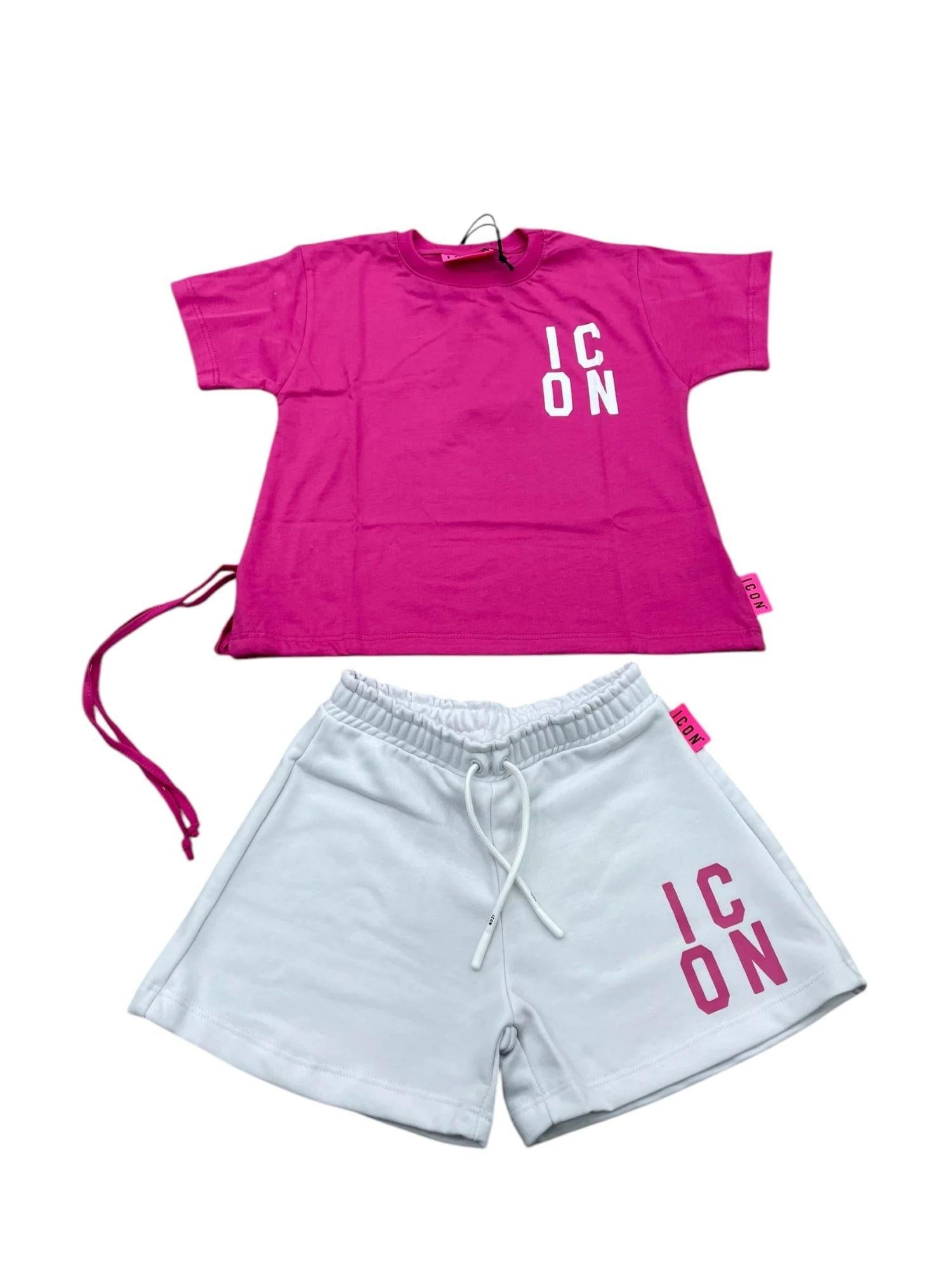 Icon completo T-shirt e shorts fucsia bianco INGFS00623 6001 ICON 