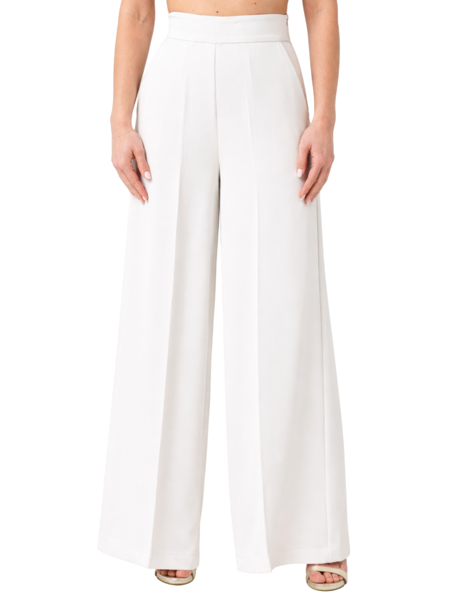 Silence pantaloni palazzo vita alta panna PA278UP OFF WHITE SILENCE 